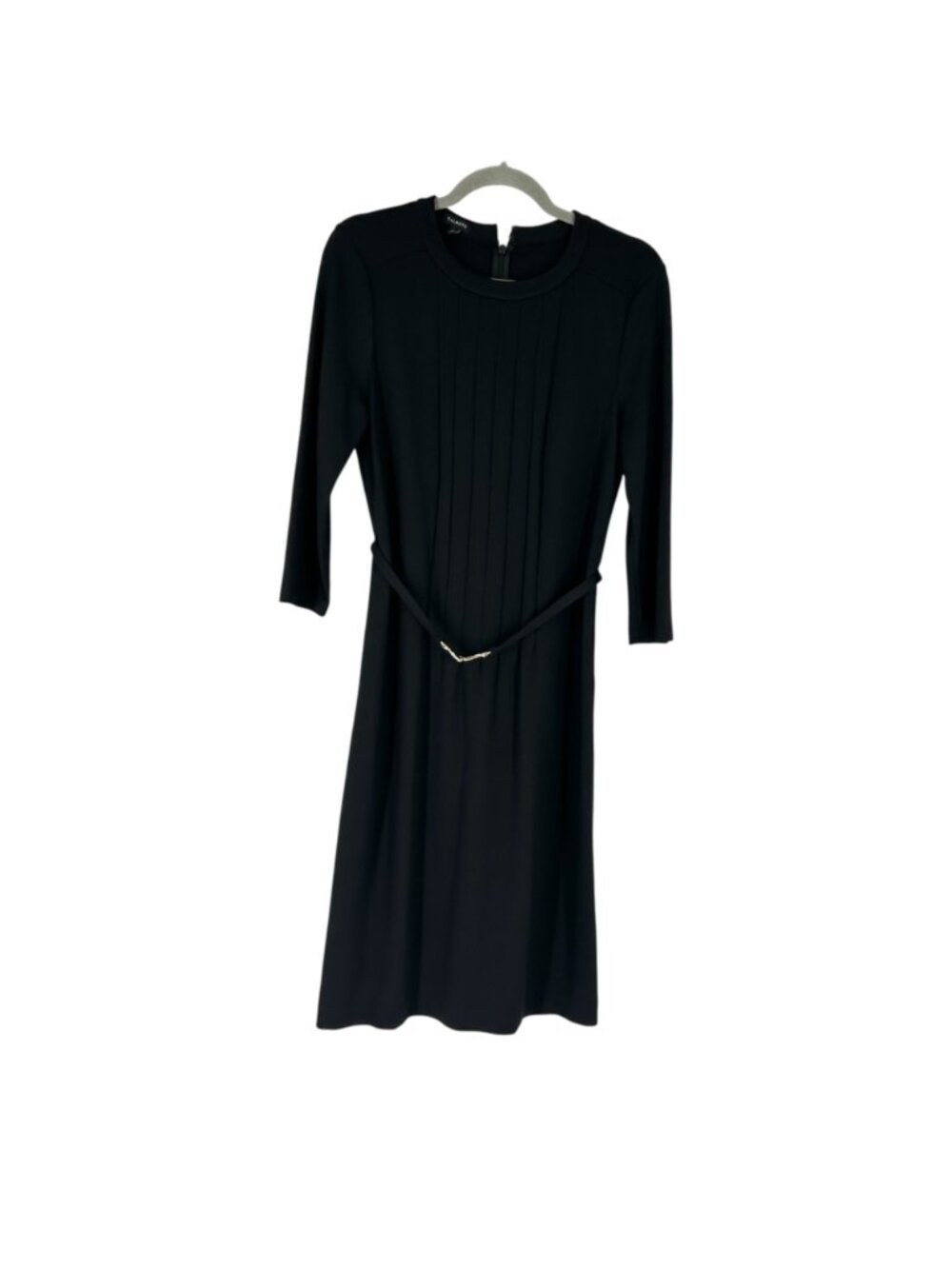 Talbots Black Knit Dress with Gold Belt Detail Size 6